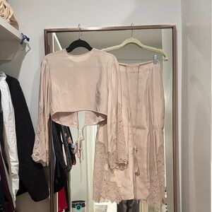 H&M Cream Satin Top and Skirt Co-ord | Size 2